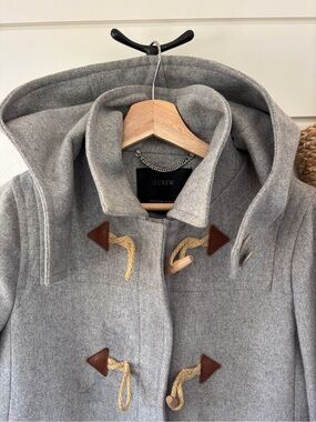 J. Crew Gray Italian Melton Wool Toggle Duffle Coat, Manifattura di Carmignano